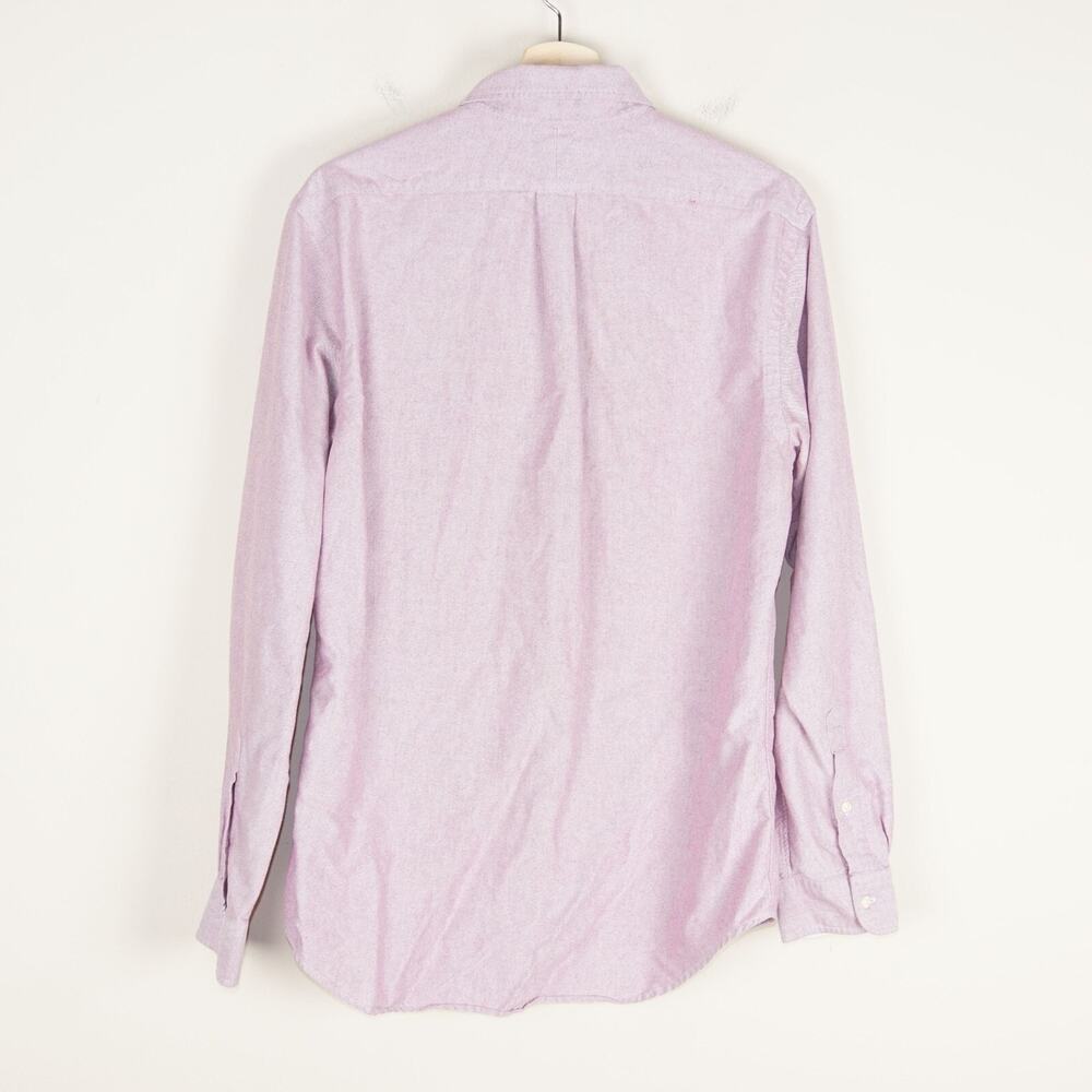 Ralph Lauren Slim Fit Long Sleeve 100% Pique Cotton Red Pink Button Down Shirt L - Picture 2 of 9